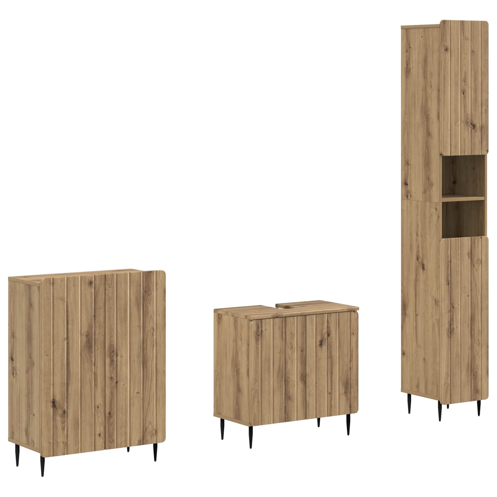 Vidaxl 3 Piece Bathroom Cabinet Set Zwolle Artisan Oak Engineered Wood