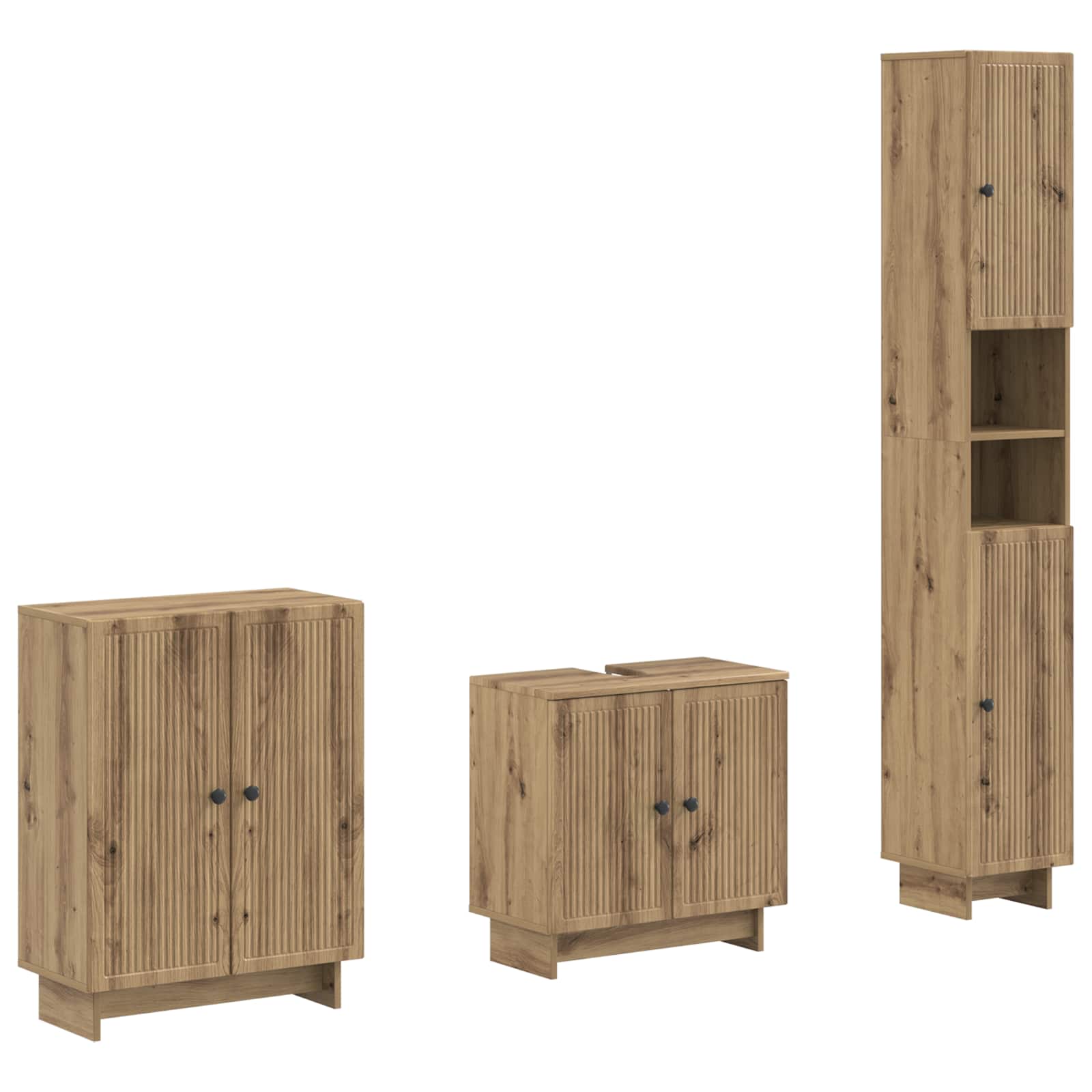Vidaxl 3 Piece Bathroom Cabinet Set Ede Artisan Oak Engineered Wood