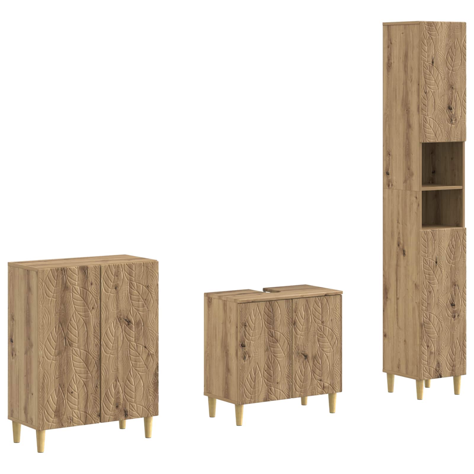 Vidaxl 3 Piece Bathroom Cabinet Set Delft Artisan Oak Engineered Wood
