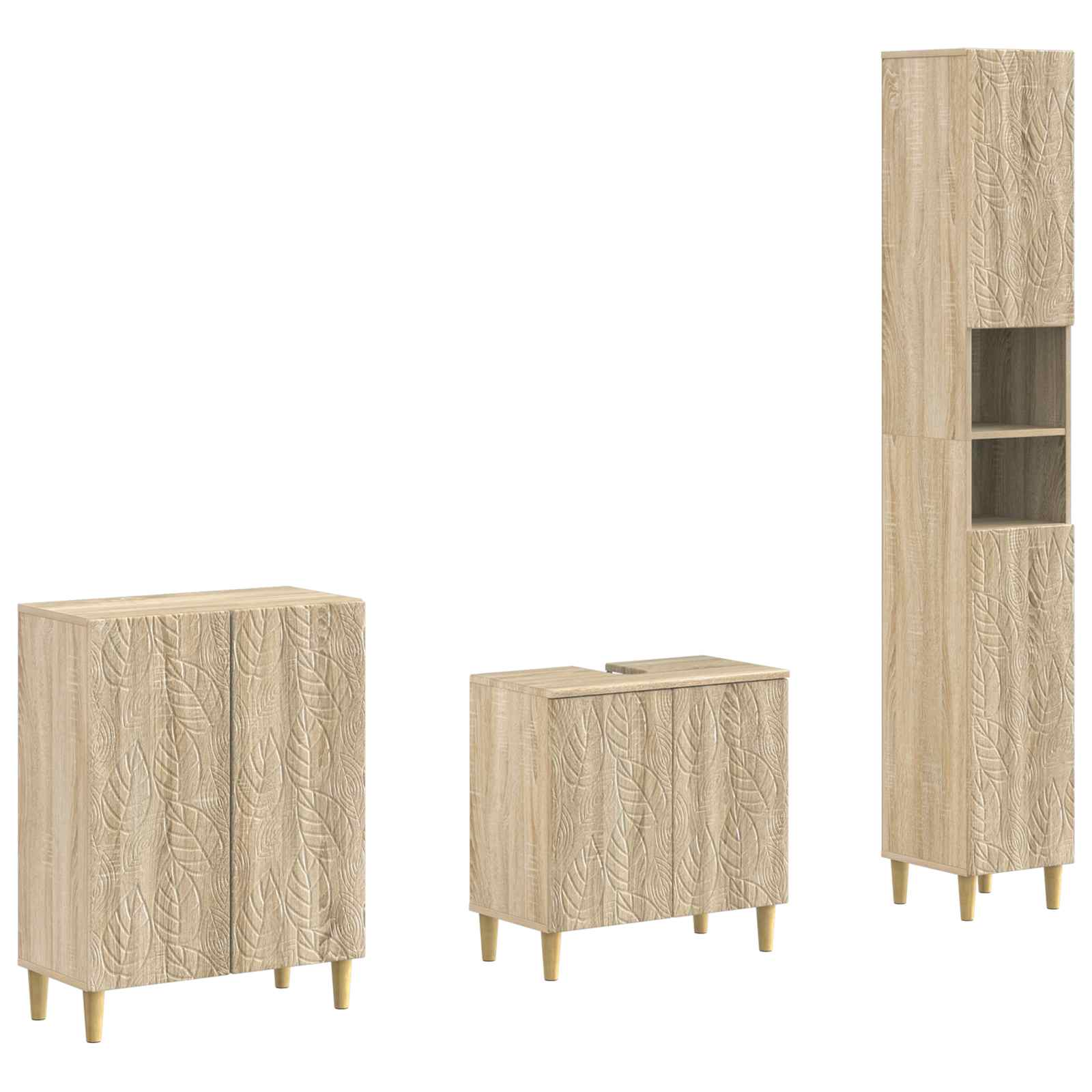 Vidaxl 3 Piece Bathroom Cabinet Set Delft Sonoma Oak Engineered Wood