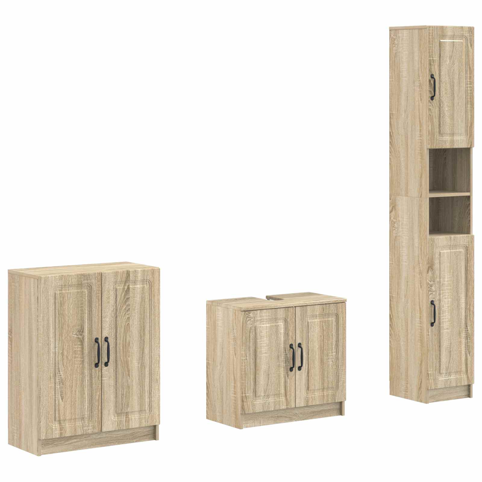 Vidaxl 3 Piece Bathroom Cabinet Set Utrecht Sonoma Oak Engineered Wood