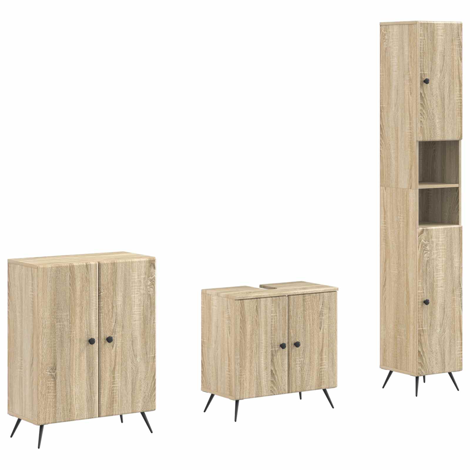 Vidaxl 3 Piece Bathroom Cabinet Set Breda Sonoma Oak Engineered Wood