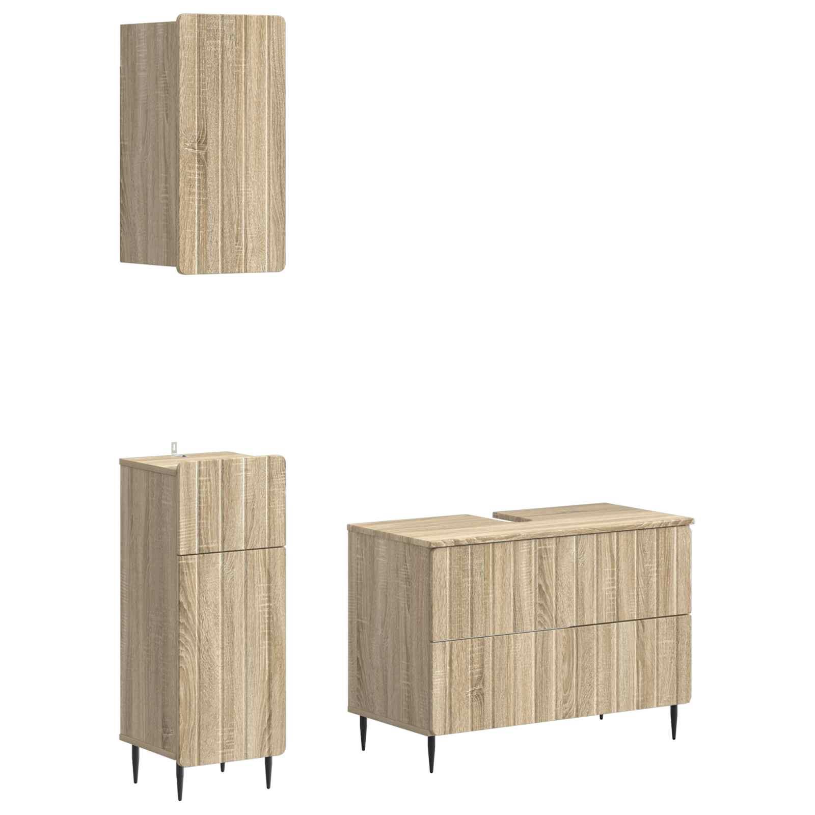 Vidaxl 3 Piece Bathroom Cabinet Set Zwolle Sonoma Oak Engineered Wood