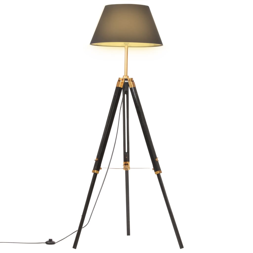 Stativlampe Schwarz Und Golden Teak Massivholz 141 Cm Vidaxl