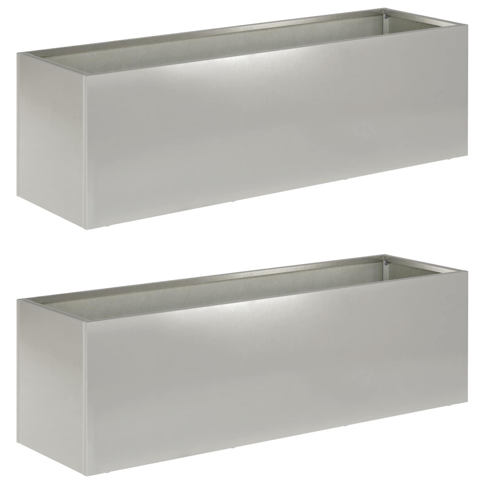 Garten-pflanzgefäß 2 Stk. Silber 80 X 30 X 30 Cm Edelstahl Vidaxl
