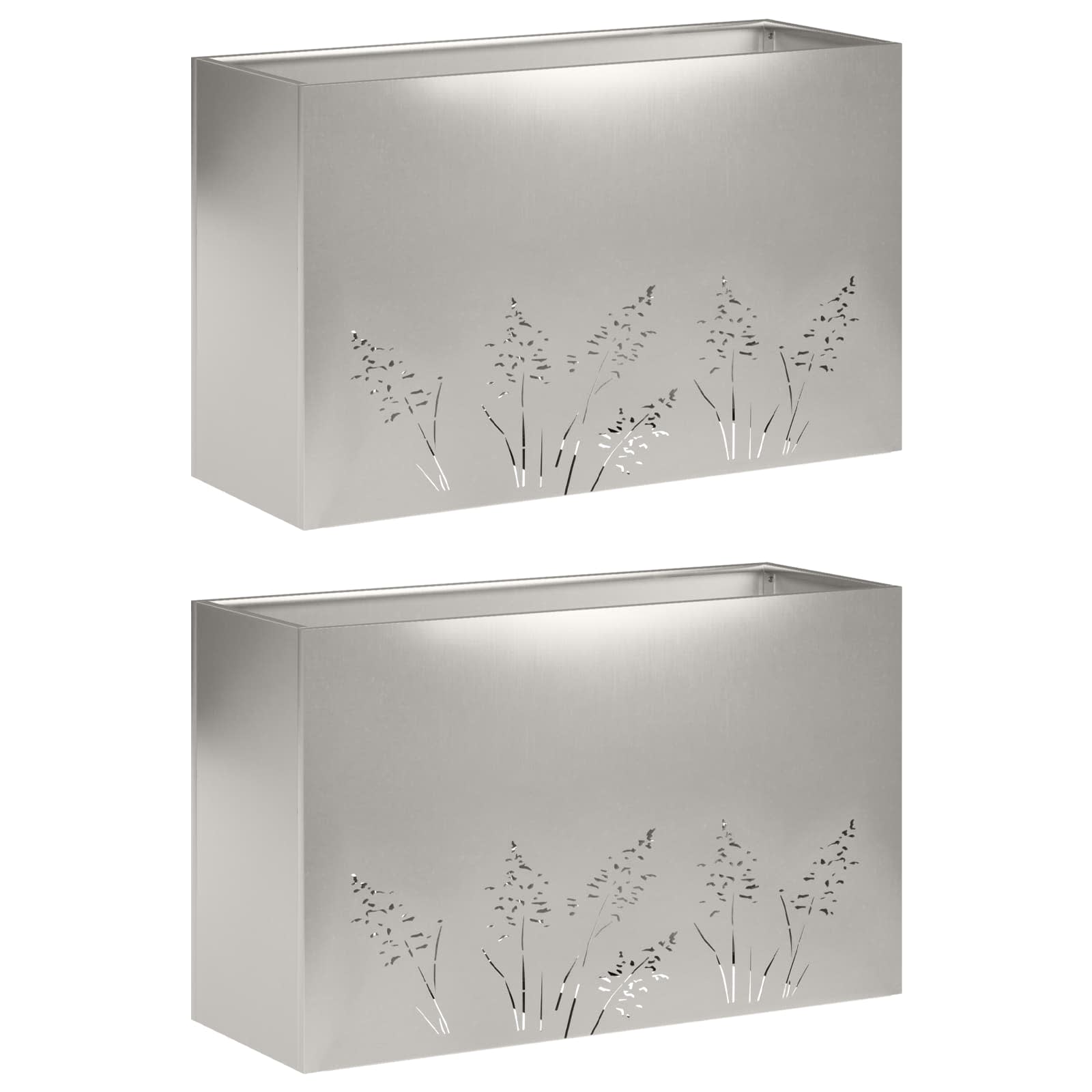 Garten-pflanzgefäß 2 Stk. Silber 80 X 20 X 49 Cm Edelstahl Vidaxl