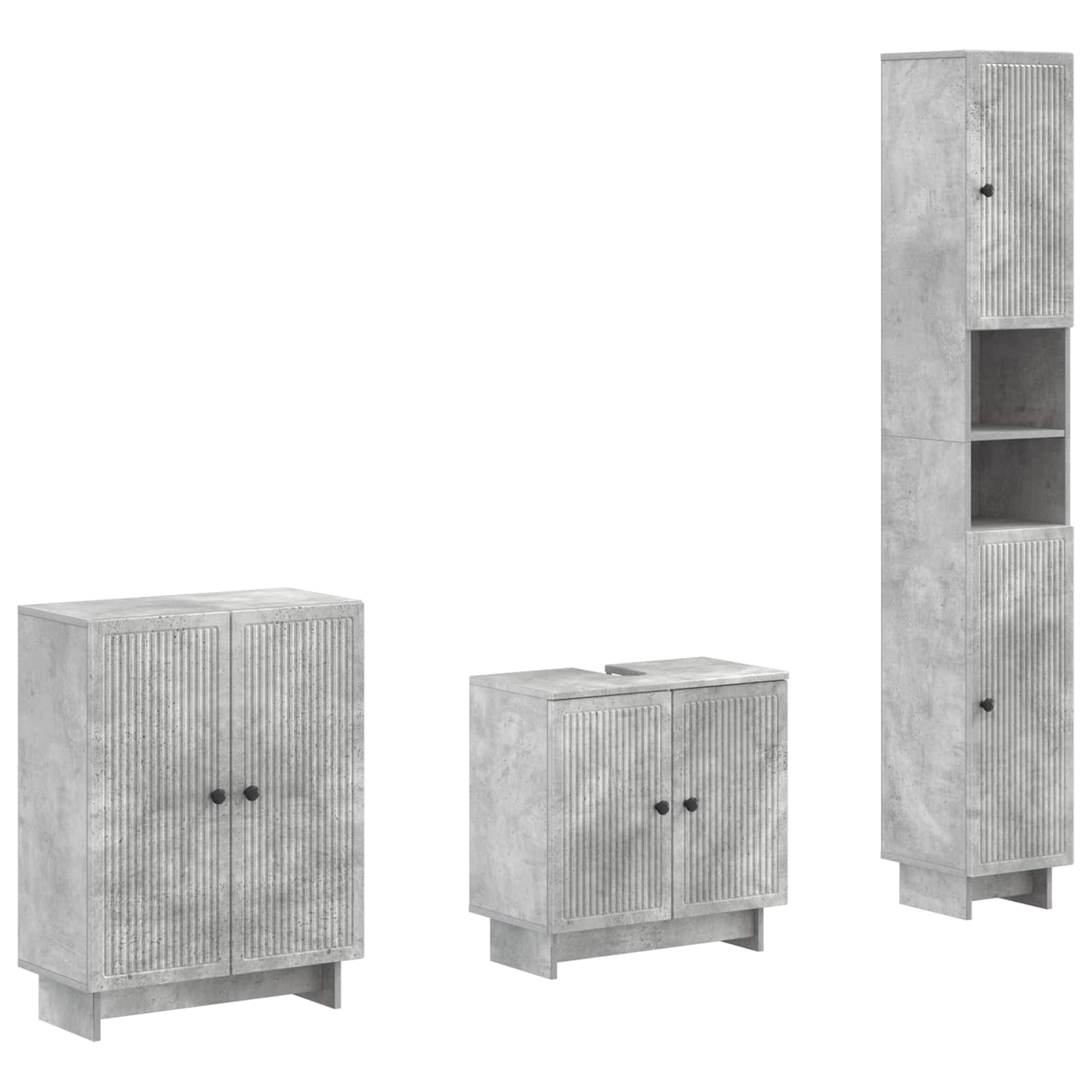 Vidaxl 3 Piece Bathroom Cabinet Set Ede Concrete Grey Engineered Wood