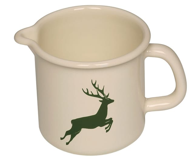 Riess Schnabeltopf Emaille Topf Weiß Hirsch Grün 12cm