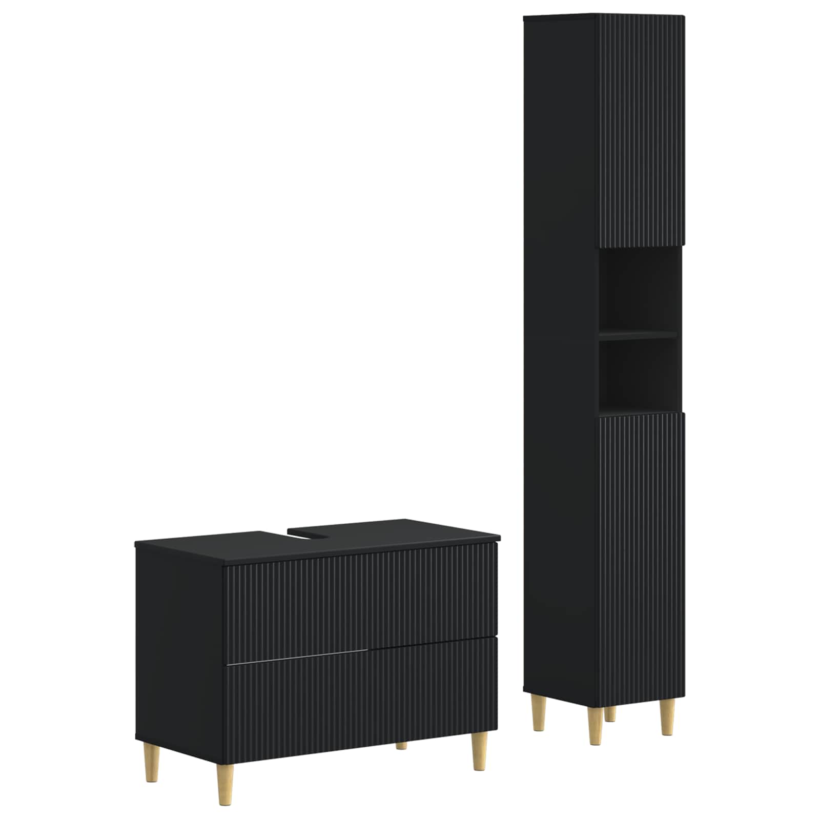 Vidaxl 2 Piece Bathroom Cabinet Set Arnhem Black Engineered Wood