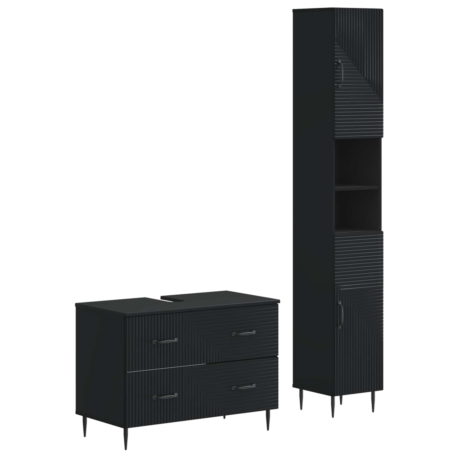Vidaxl 2 Piece Bathroom Cabinet Set Haarlem Black Engineered Wood