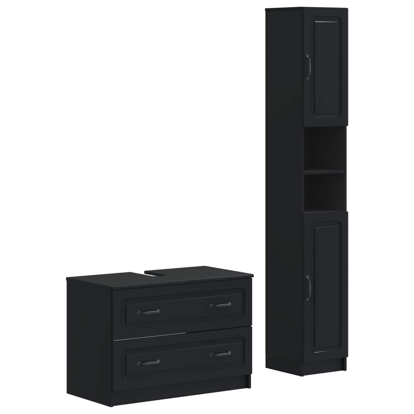 Vidaxl 2 Piece Bathroom Cabinet Set Utrecht Black Engineered Wood