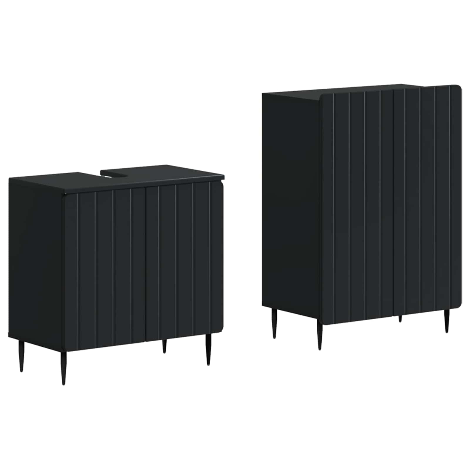 Vidaxl 2 Piece Bathroom Cabinet Set Zwolle Black Engineered Wood