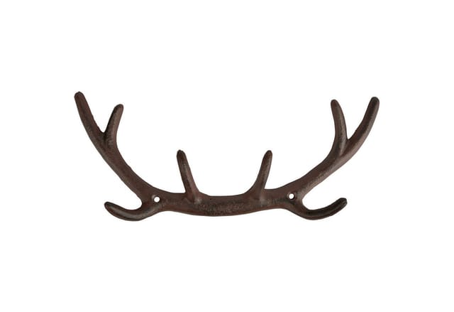 Wandgarderobe Geweih Garderobenhaken Hirsch Rustikal Gusseisen Antik-Stil Braun