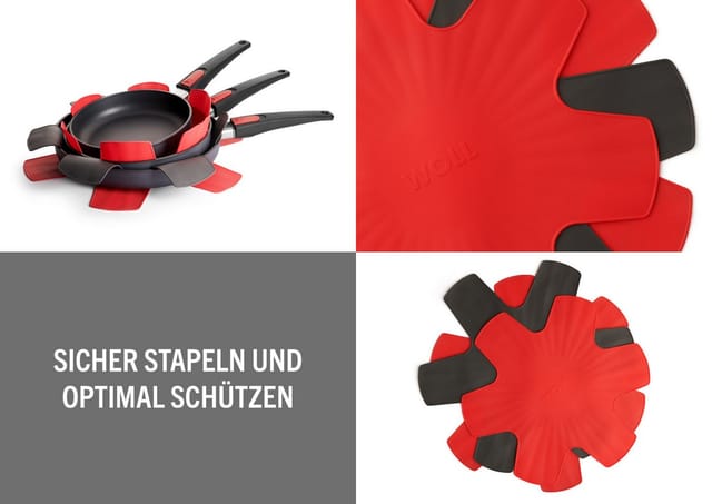 Woll Silikon Pfannenschutz Set 3 Stück Rot Grau