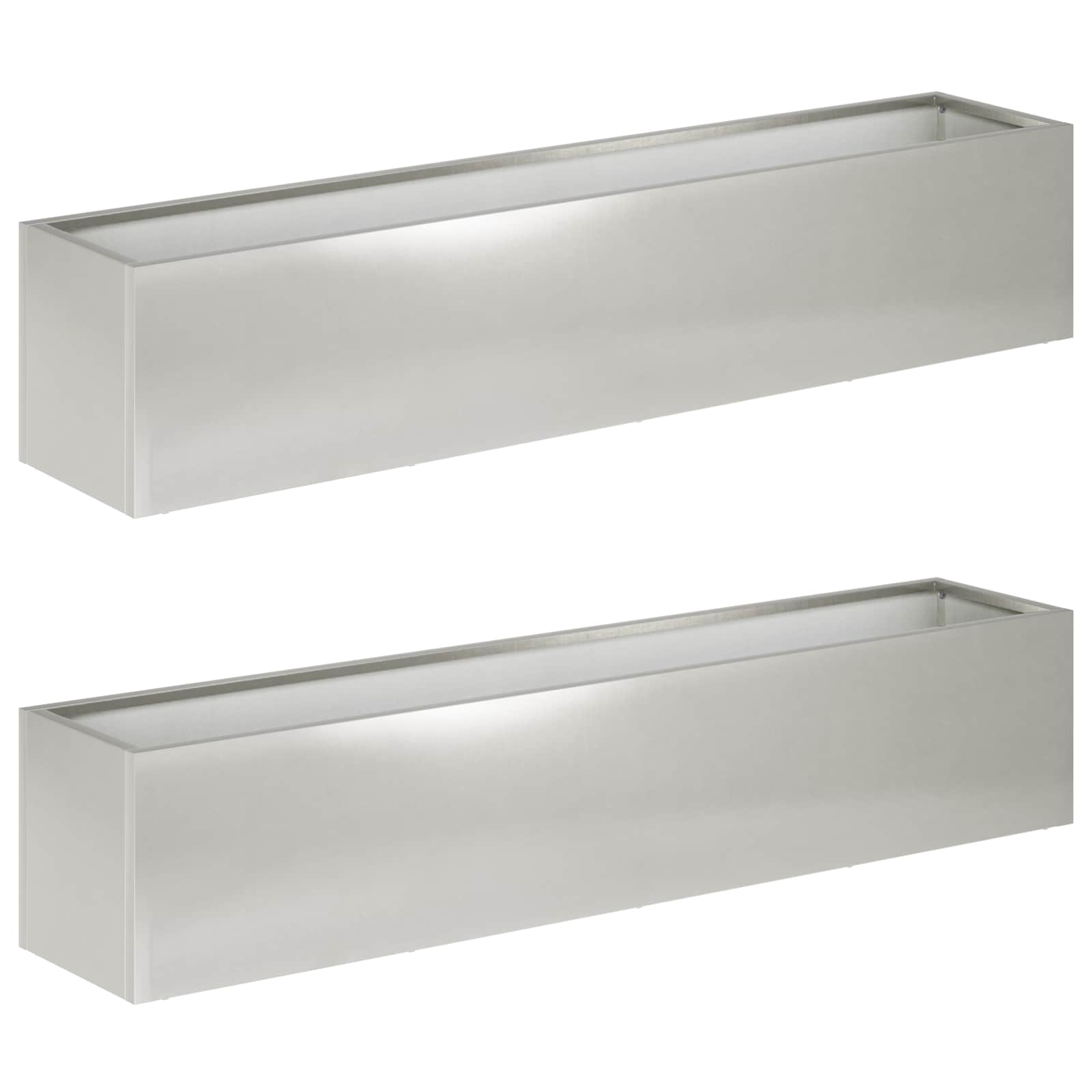 Garten-pflanzgefäß 2 Stk. Silber 80 X 20 X 20 Cm Edelstahl Vidaxl