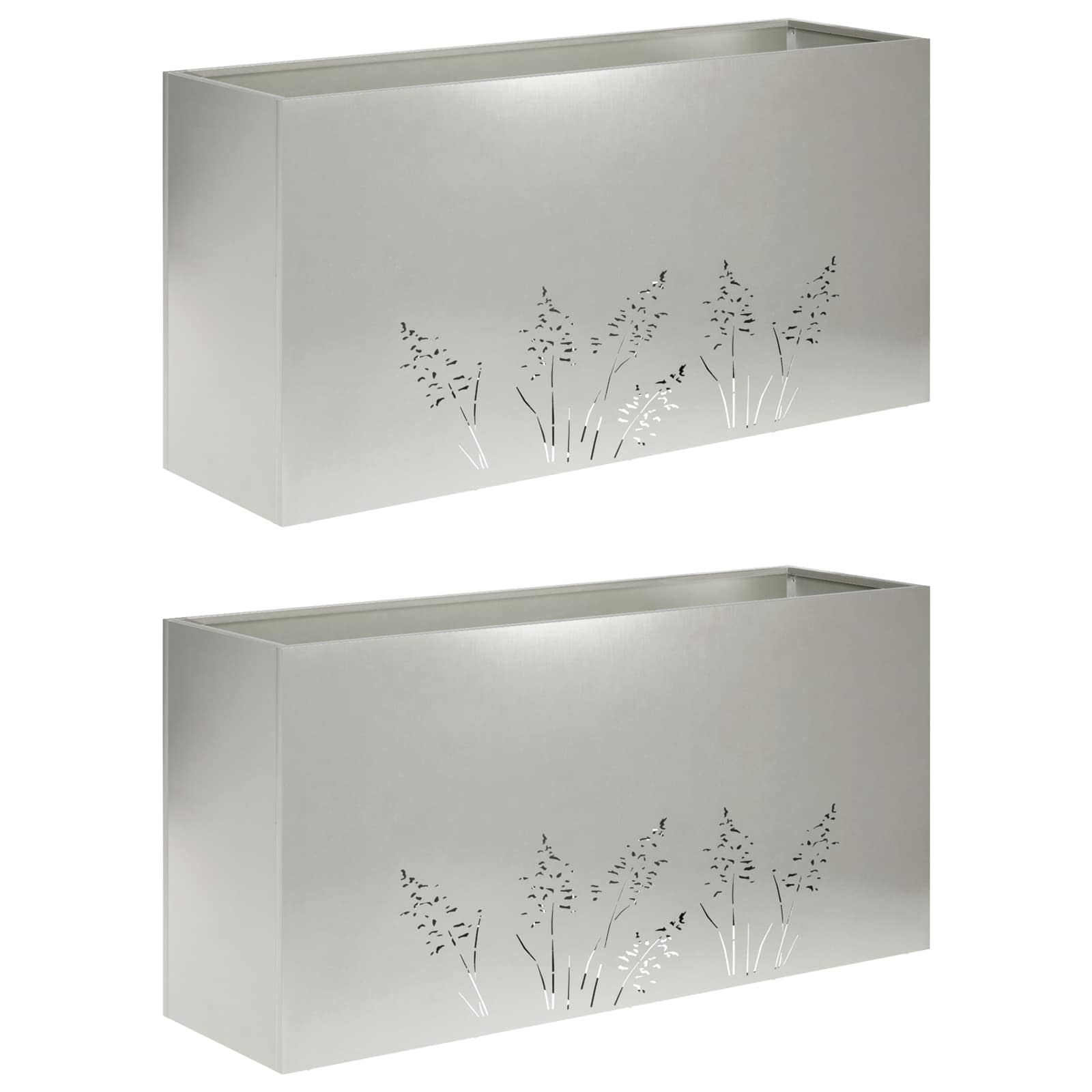 Garten-pflanzgefäß 2 Stk. Silber 100 X 30 X 49 Cm Edelstahl Vidaxl