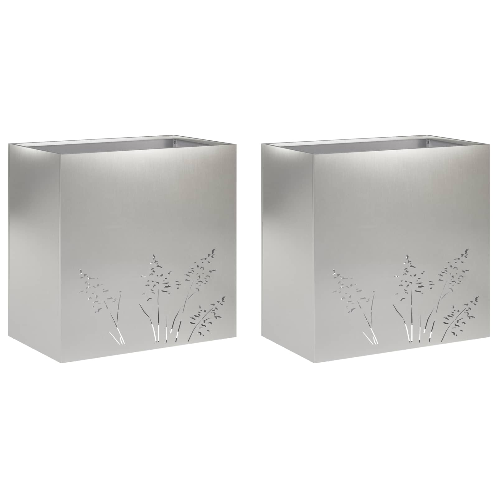 Garten-pflanzgefäß 2 Stk. Silber 50 X 30 X 49 Cm Edelstahl Vidaxl