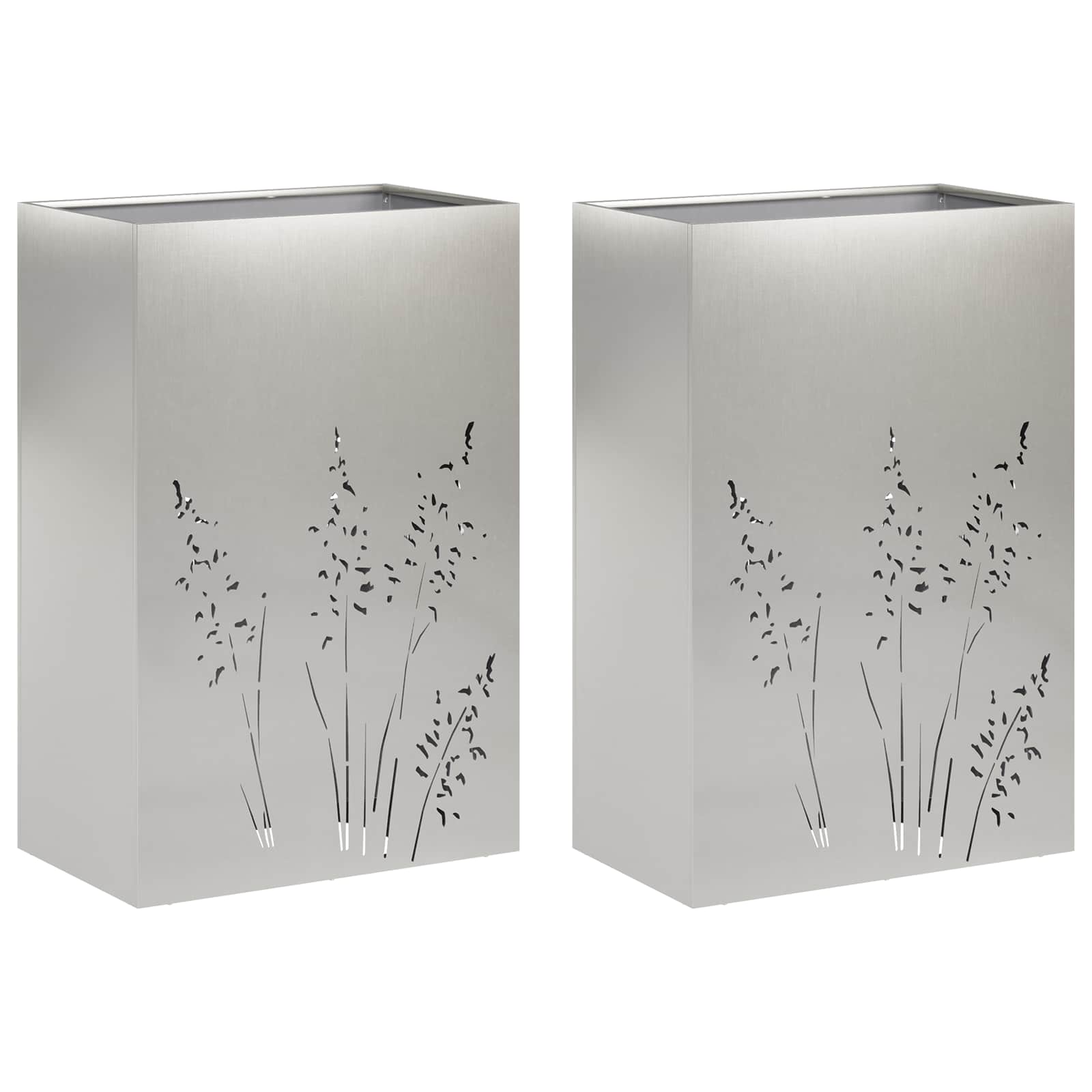 Garten-pflanzgefäß 2 Stk. Silber 50 X 30 X 75 Cm Edelstahl Vidaxl