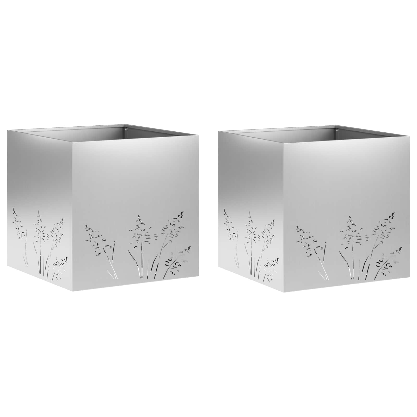 Garten-pflanzgefäß 2 Stk. Silber 50 X 50 X 49 Cm Vidaxl