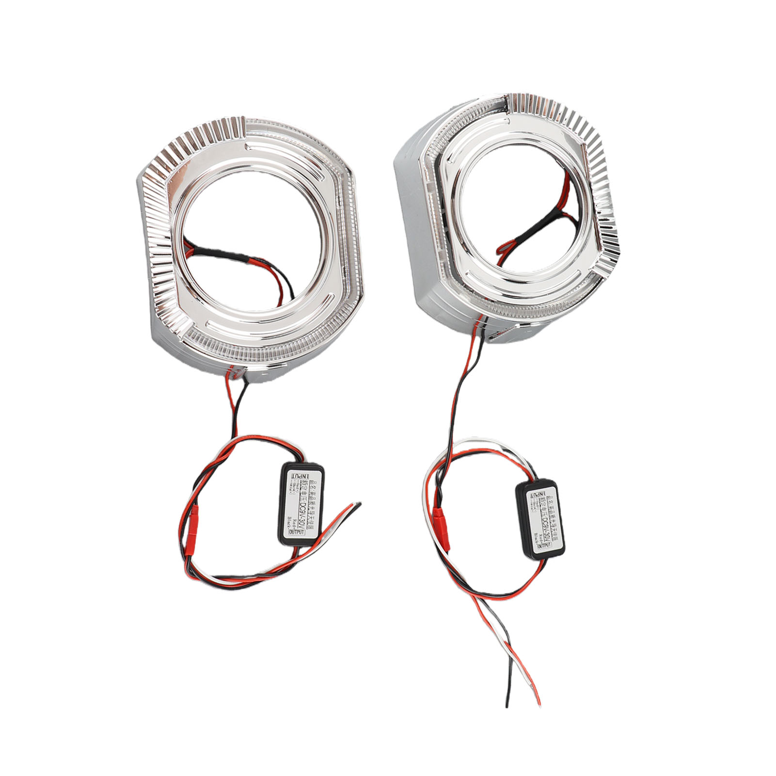 3-zoll-led-bi-xenon-scheinwerferblenden Mit Zwei Linsen, Weißen Lichtringen, Seitenringen Und Weißen Lichtringen (12 V, 5 W) Für Tagfahrlicht (drl)