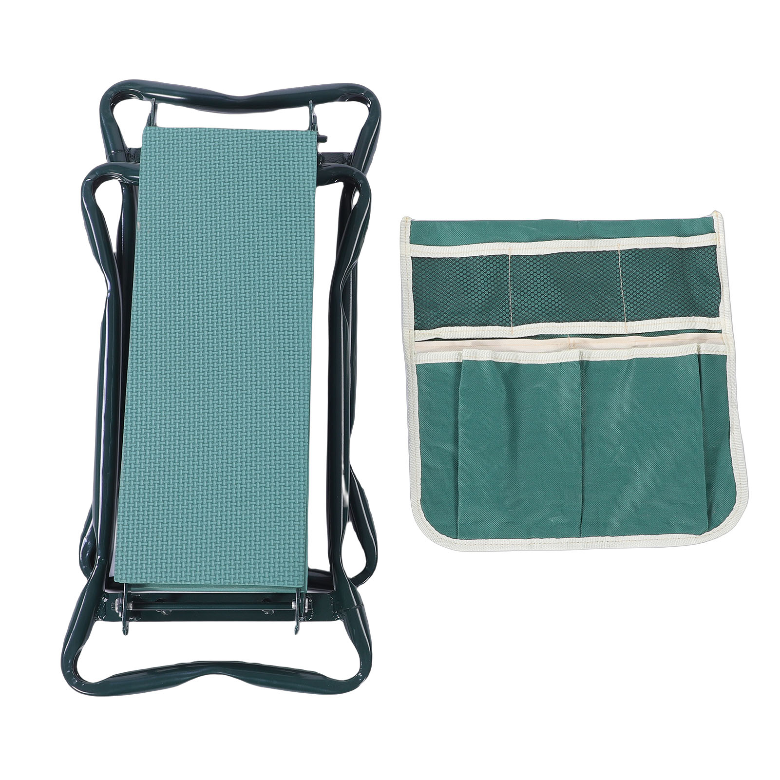 Klappbarer Und Multifunktionaler Gartenstuhl Mit Integrierter Werkzeugtasche Für Die Gartenarbeit Im Freien