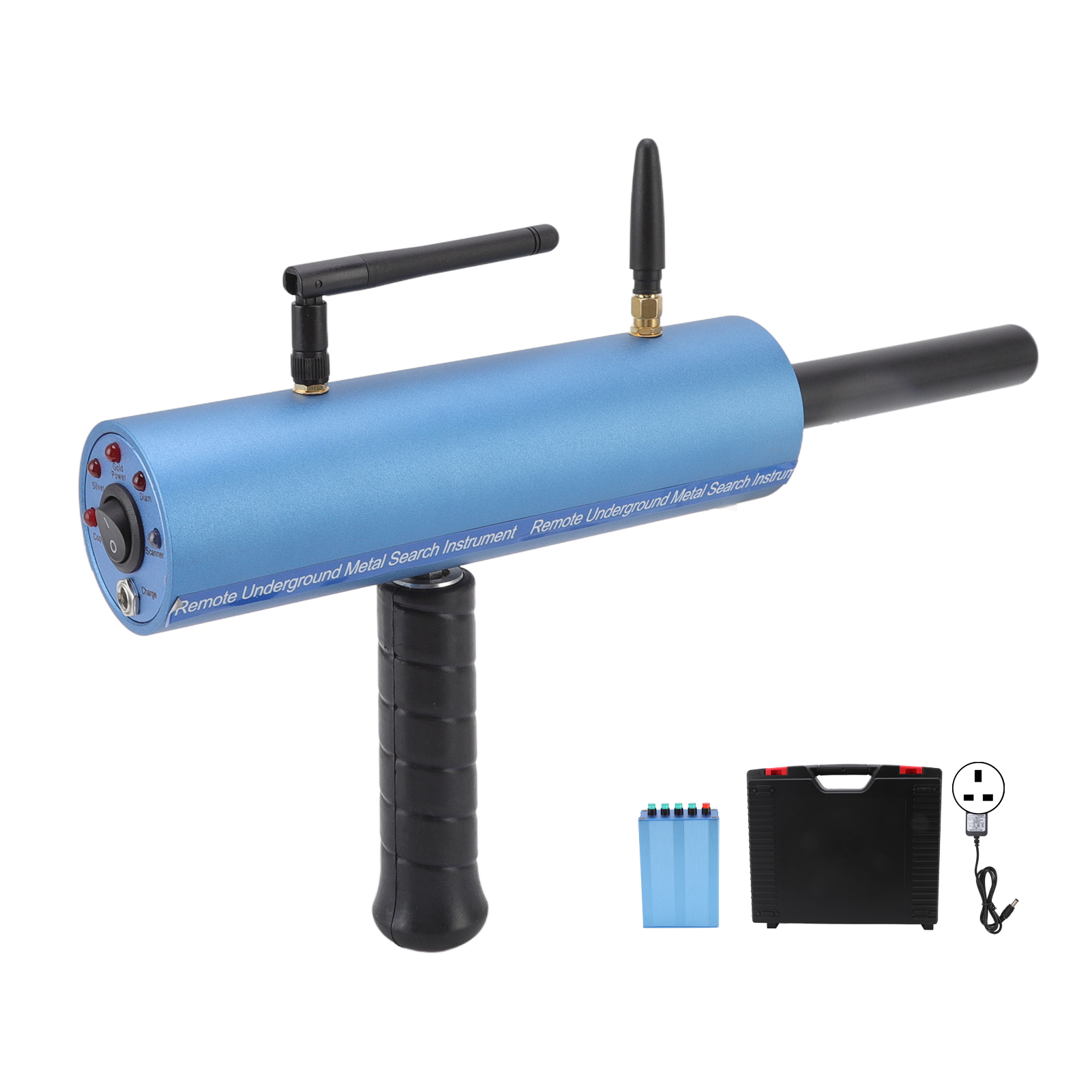 Unterirdischer Metalldetektor Mit Zwei Antennen, Suchtiefe Bis Zu 20 M, Suchreichweite Bis Zu 1000 M, Blau, Uk-stecker 100–240 V