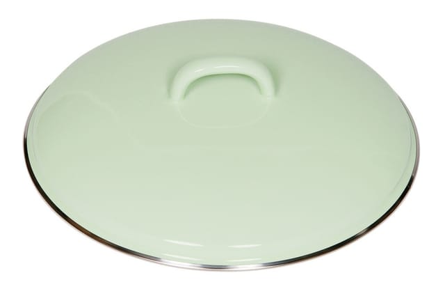 Riess Deckel Emaille Pastell Nilgrün Grün mit Chromrand 22cm