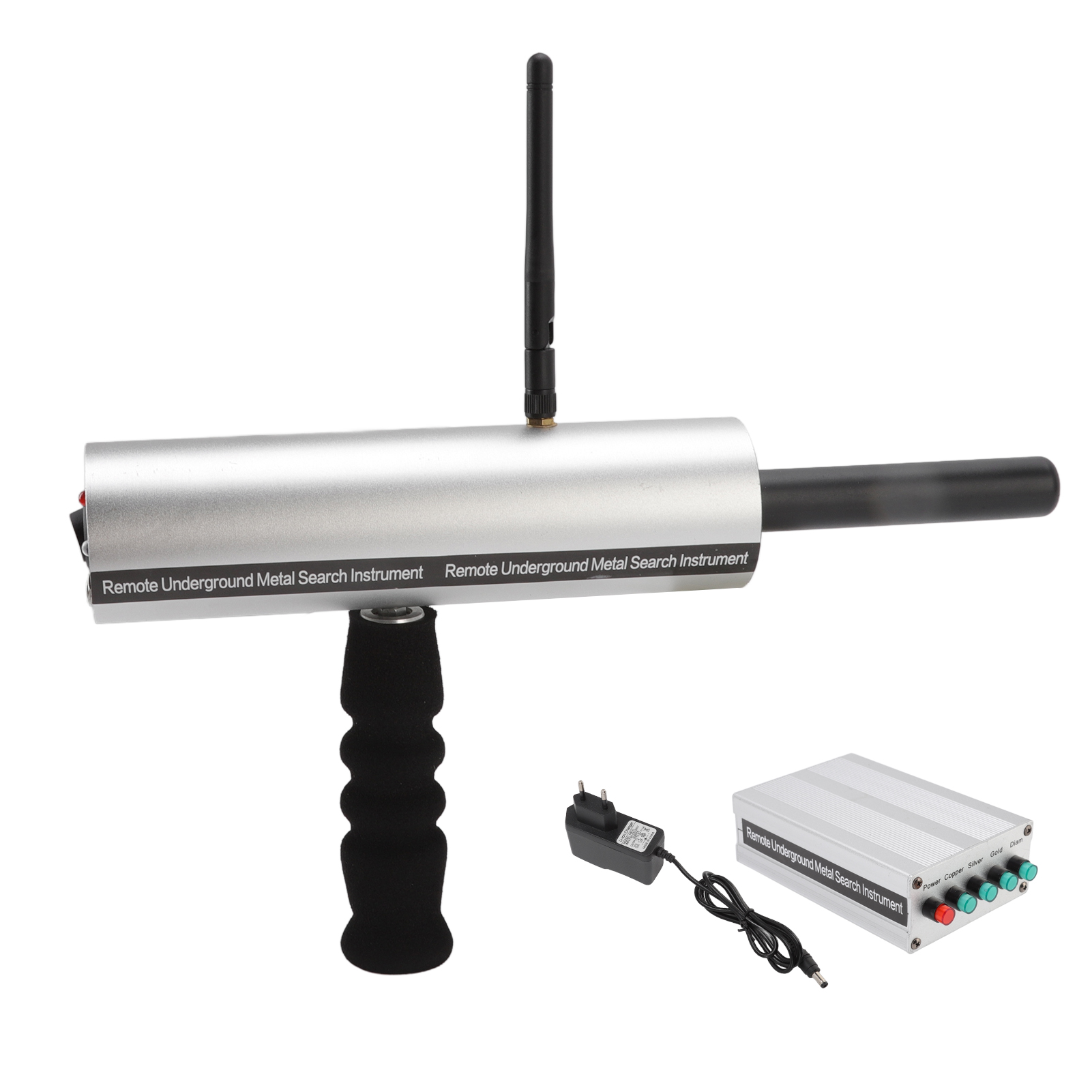Silberner Aluminium-untergrundmetalldetektor, 15 M Suchtiefe, 1 Antenne, 1000 M Reichweite, Für Die Schatzsuche, 100–240 V (us-stecker)