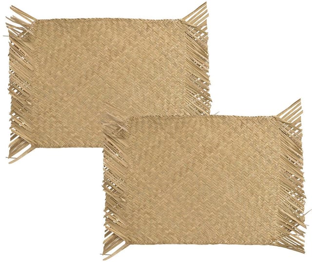 Tischsets Boho Seegras geflochten 2 Stück Platzsets Natur Handgefertigt 48x34cm