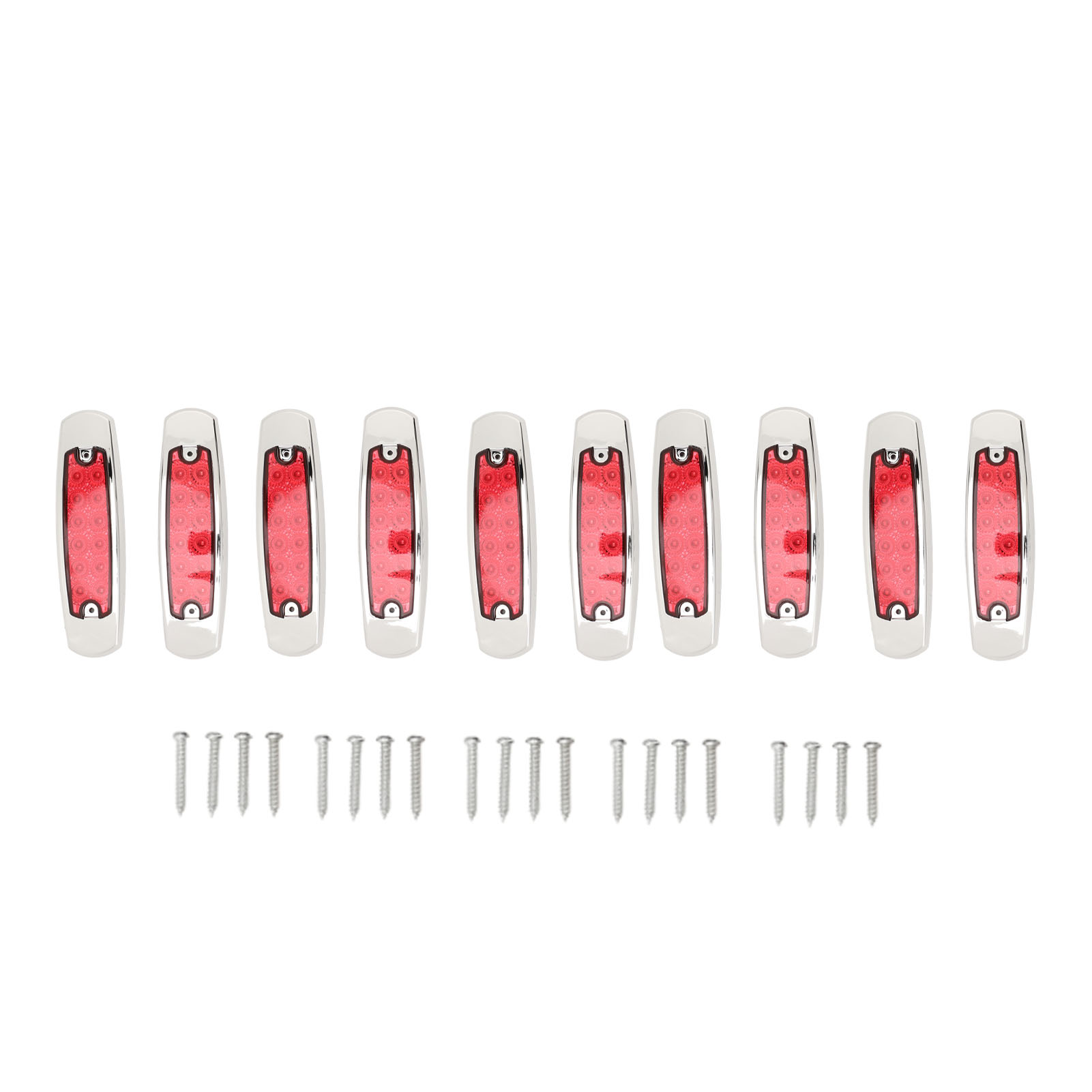 Packung Mit 10 Hochleistungsfähigen 12-led-seitenpositionsleuchten, Bremsleuchten Und Rückleuchten, 12 Bis 24 V, Signalleuchten Für Lkws Und Anhänger, Rotes Gehäuse.