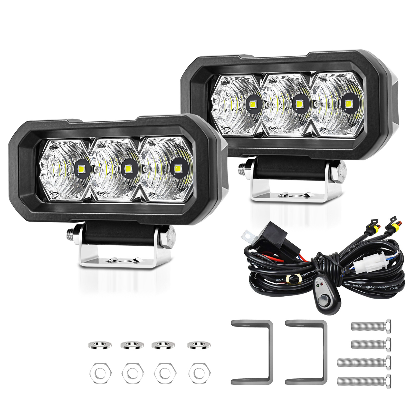 Set Mit 2 X 5-zoll-led-nebelscheinwerfern (ip68 Wasserdicht, 240 W) Für Autos, Lkws, Motorräder, Suvs, Garten-, Hof- Und Gebäudebeleuchtung, Inklusive Verkabelungssatz – Weißes Licht