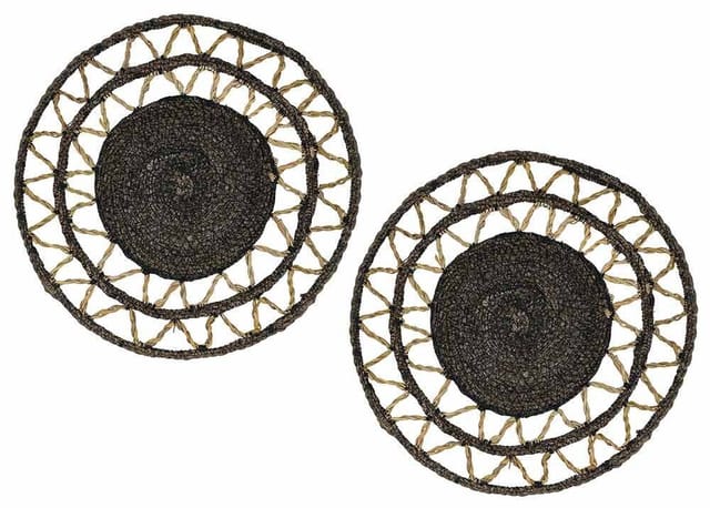 Tischset Rund Seegras geflochten Natur 2 Stück Boho Platzset Natur Braun 38 cm