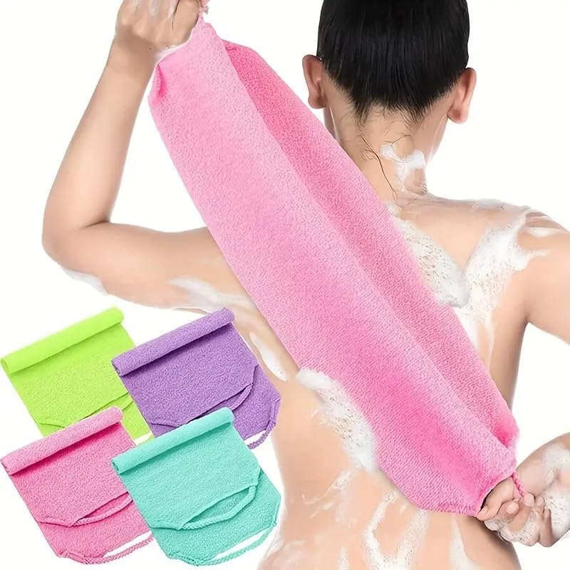 Set Aus Vier Langärmeligen Peeling-rückenhandtüchern – Für Eine Gründliche Reinigung Und Entfernung Abgestorbener Hautschüppchen.