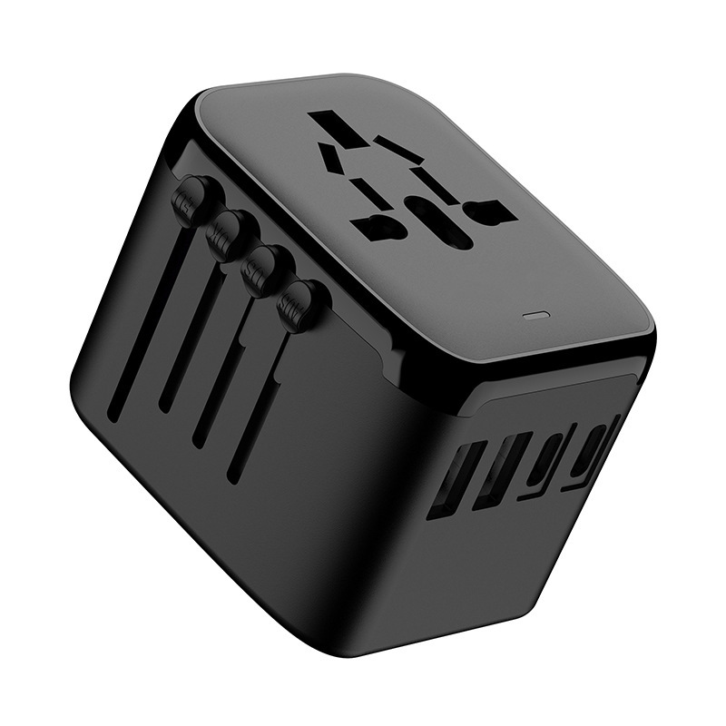 Universeller Reiseadapter (5-in-1 Internationaler Netzadapter), 3,5 A Ausgangsleistung, Mit 2 Usb-a-anschlüssen Und 2 Usb-c-anschlüssen (schwarz)