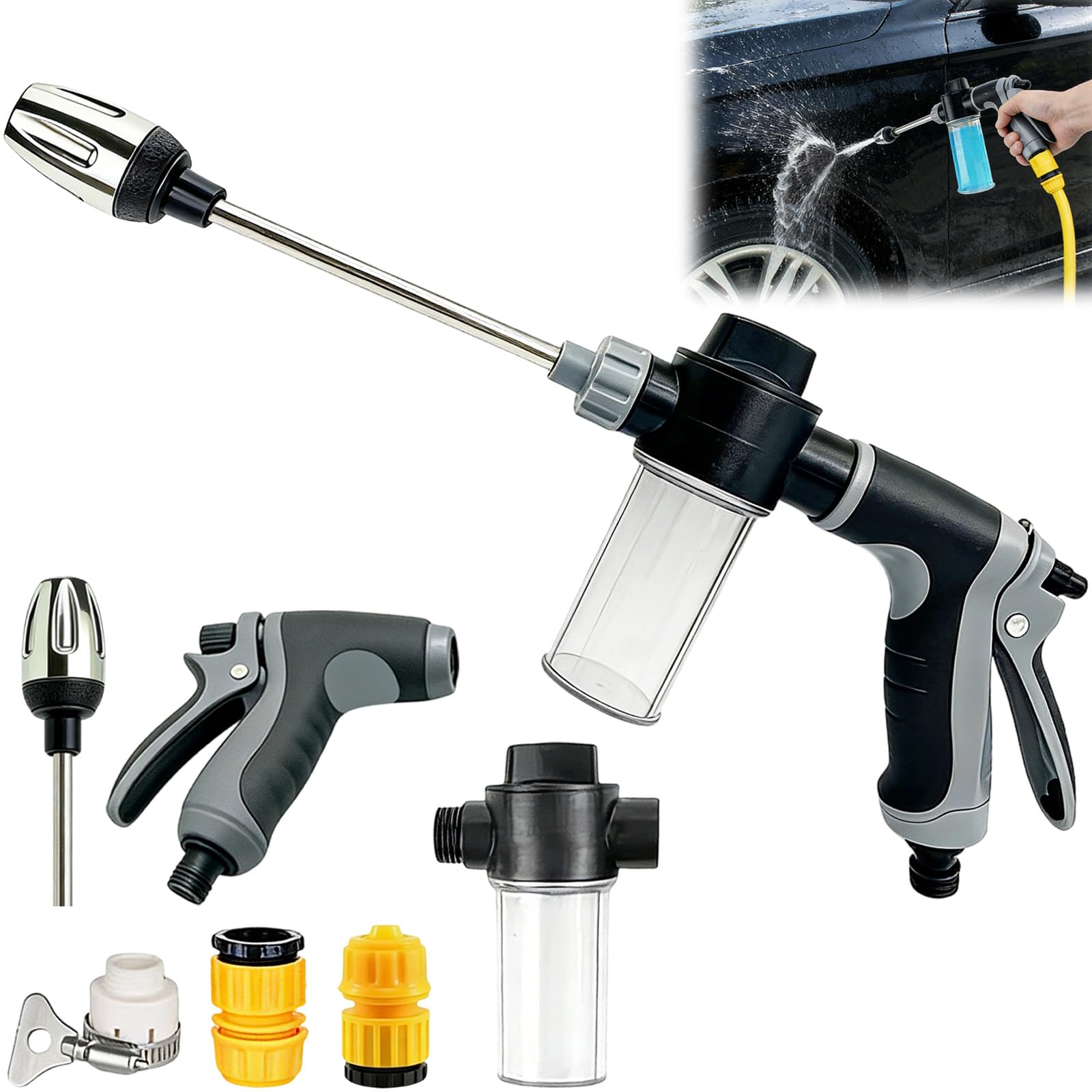 Hochdruck-schlauchpistole Mit 3 Einstellbaren Modi – Ideal Zum Autowaschen Und Bewässern Des Gartens
