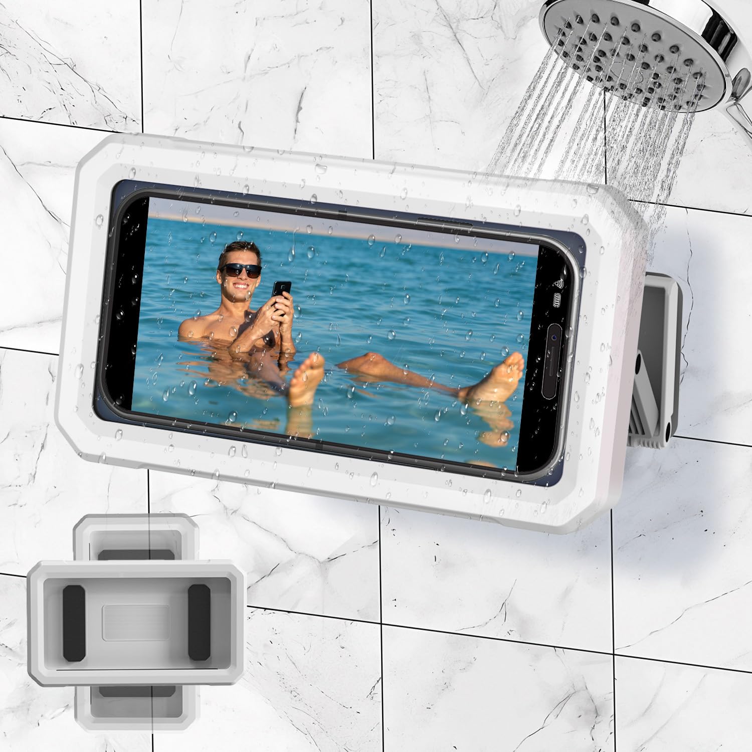 Wasserdichte Duschhalterung Für Smartphones – 480° Drehbar, Beschlag- Und Wasserdicht, Touchscreen-kompatibel – Weiß