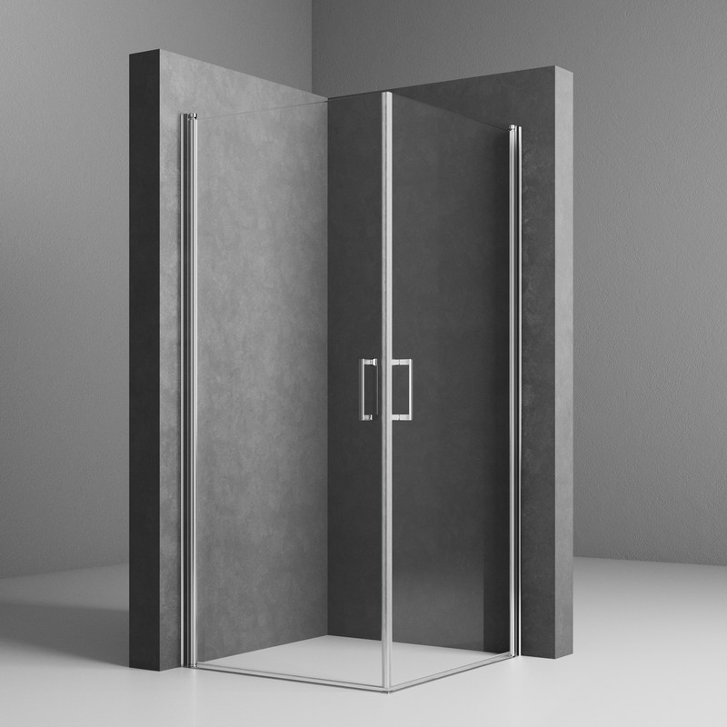 Duschkabine Schwingtür 75x75 Cm Eckeinstieg Mit Pendeltür Duschwand Duschabtrennung Mit 6mm Nano Esg-sicherheitsglas, Höhe 195cm