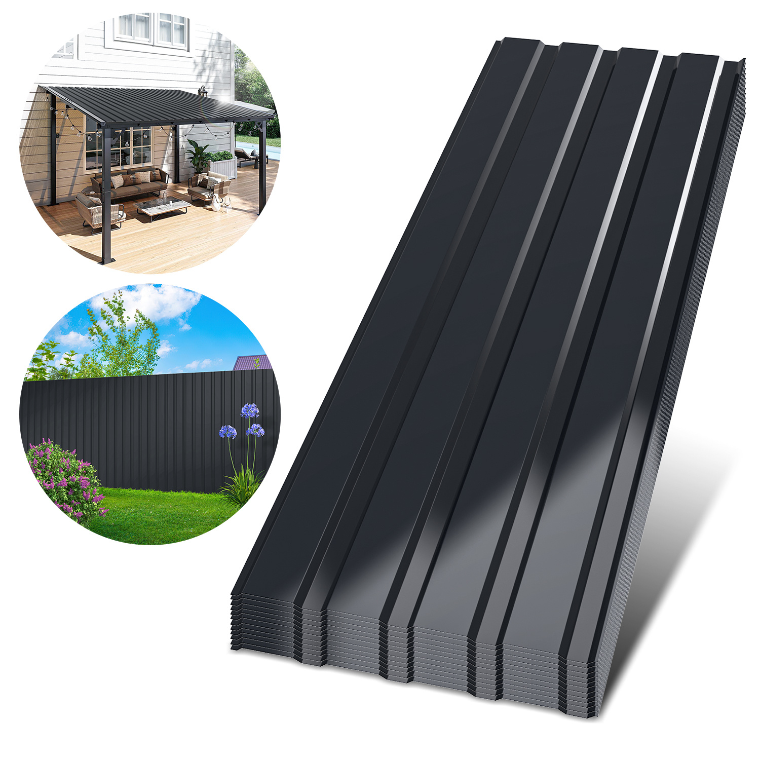Wolketon 12er Trapezblebh Dachplatten 0,25 Mm, 115 X 45 Cm, Anthrazit, Stahl, Bis 6 M²