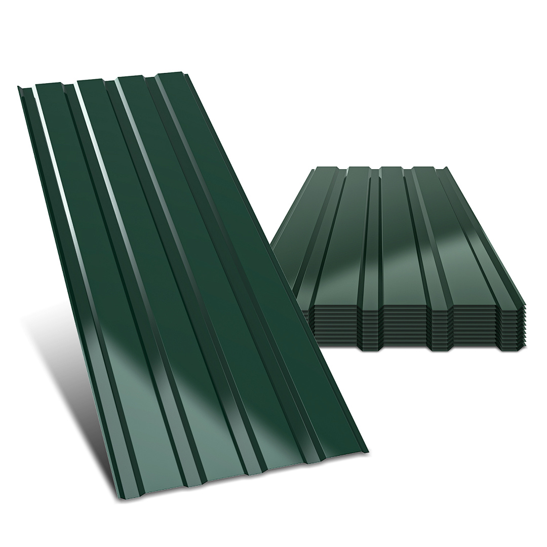 Wolketon 36 Stück Dachblech Trapezblech Profilblech Platten Aus Metall, Glatte Oberfläche, Mit Handschuhen, 115x45 Cm, 0,25 Mm, 188 M², Grün
