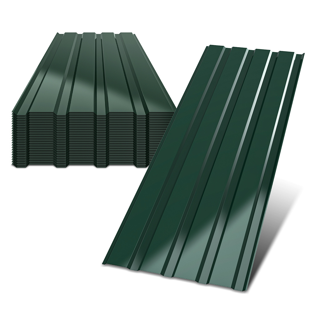 Wolketon 12 Stück Dachblech Trapezblech Profilblech Platten Aus Metall, Glatte Oberfläche, Mit Handschuhen, 115x45 Cm, 0,25 Mm, 6 M², Grün