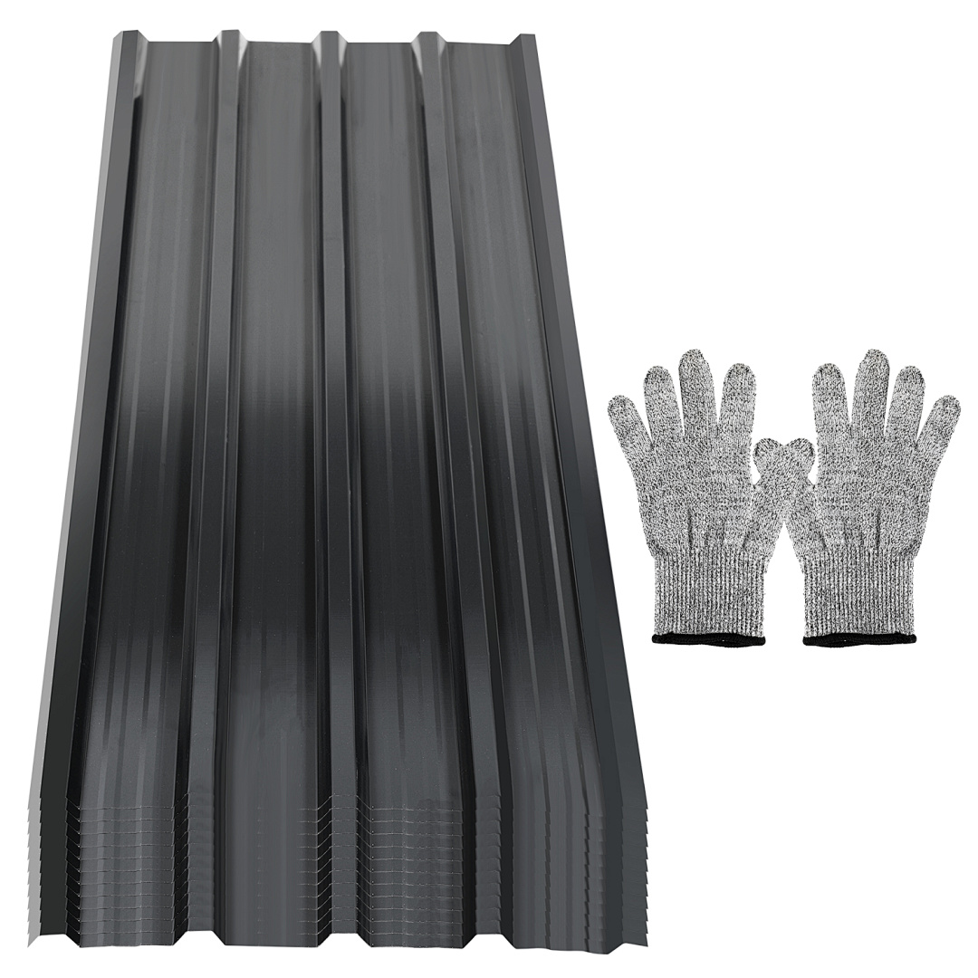 Wolketon 48 Stück Dachblech Trapezblech Profilblech Platten Aus Metall, Inkl. Schnittfester Handschuhe, 129x46 Cm, 0,25 Mm, 28 M², Grün