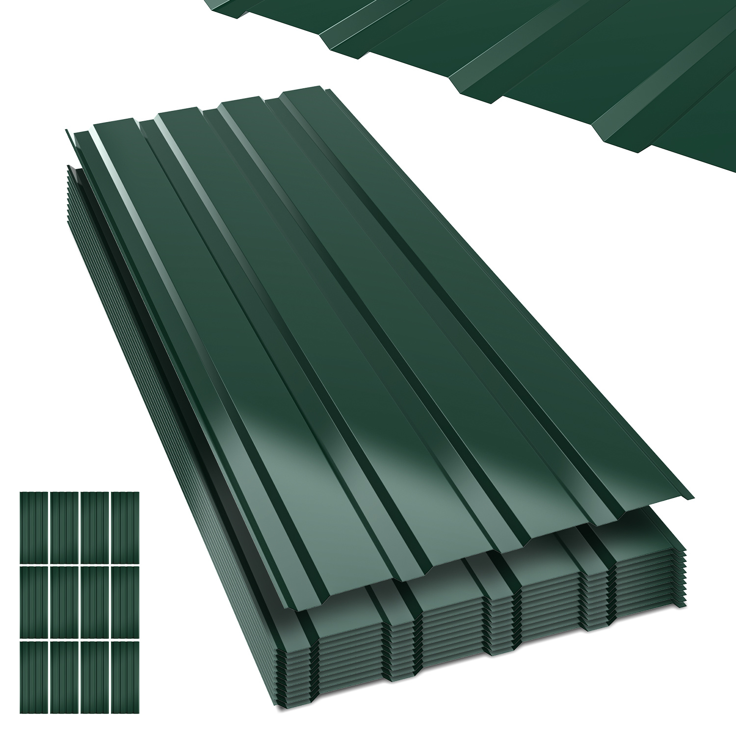 Wolketon 12er Trapezblebh Dachplatten 0,25 Mm, 115 X 45 Cm, Grün, Stahl, Bis 6 M²