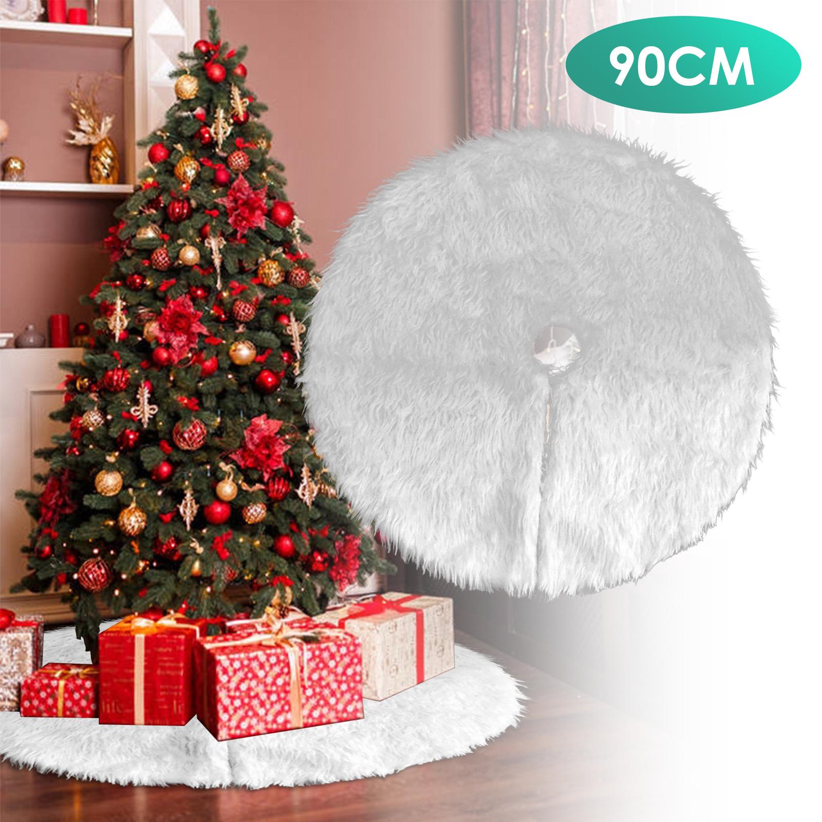 Wolketon Weihnachtsbaumteppich 90 Cm, Runde Plüsch Baumdecke Für Wohnzimmer, Hotel Und Weihnachtsfeier