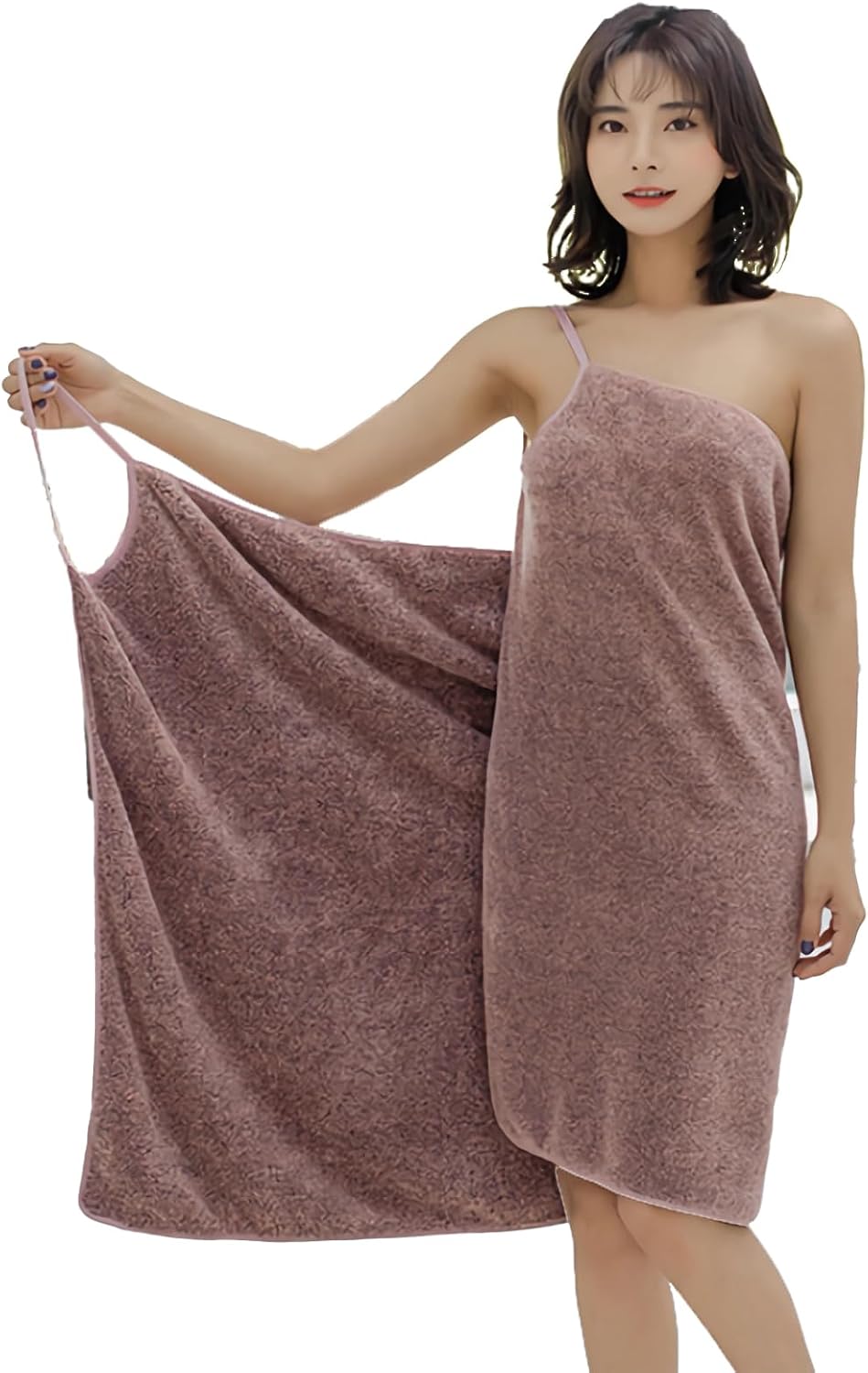 Damen-mikrofaserbademantel Mit Trägern, Schnelltrocknend. Geeignet Zum Duschen, Für Strand, Schwimmen, Surfen Und Wellness. Weinrot, Maße: 150 X 75 Cm