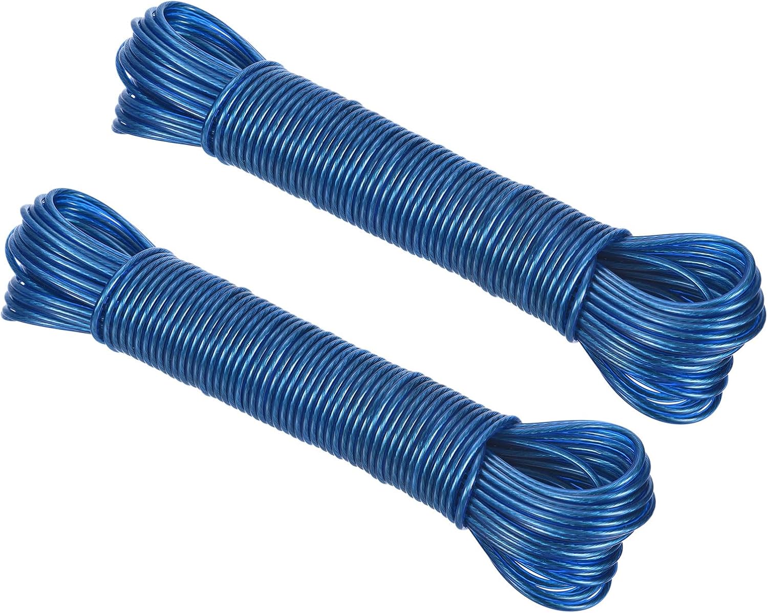 Kunststoffbeschichtete Wäscheleine, 2er-pack, 3 Mm X 20 M, Extra Starkes Stahlseil Zum Wäschetrocknen, Zum Aufhängen Im Freien, Blau