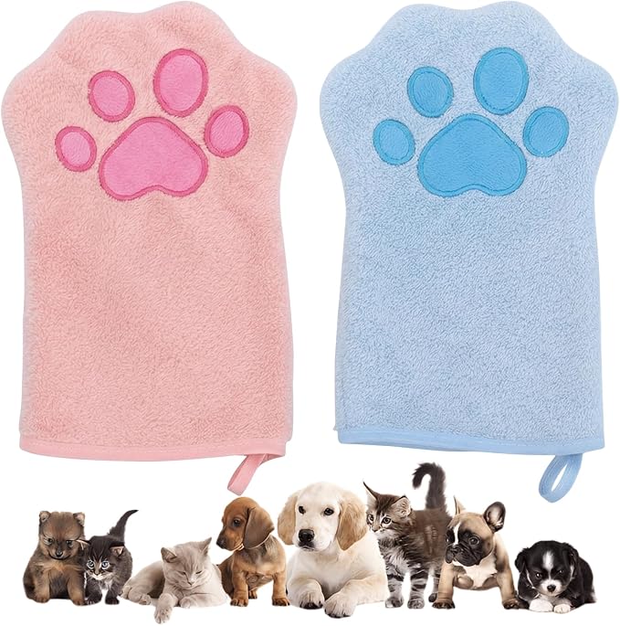 Set Mit 2 Ultra-saugfähigen Mikrofaser-handtüchern Für Hunde Und Katzen – Schnelltrocknend Und Weich Für Haustiere – Blau-rosa-packung, Ideal Zum Baden Und Reinigen Der Pfoten
