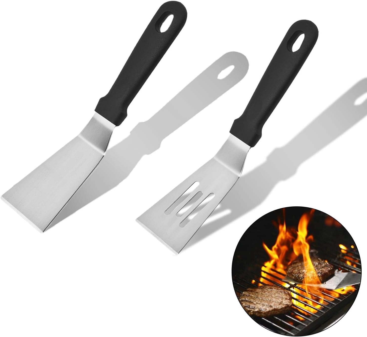 2-teiliges Grillspatel-set Aus Edelstahl – Ideal Zum Verstreichen Von Sahne, Omelett Und Steak