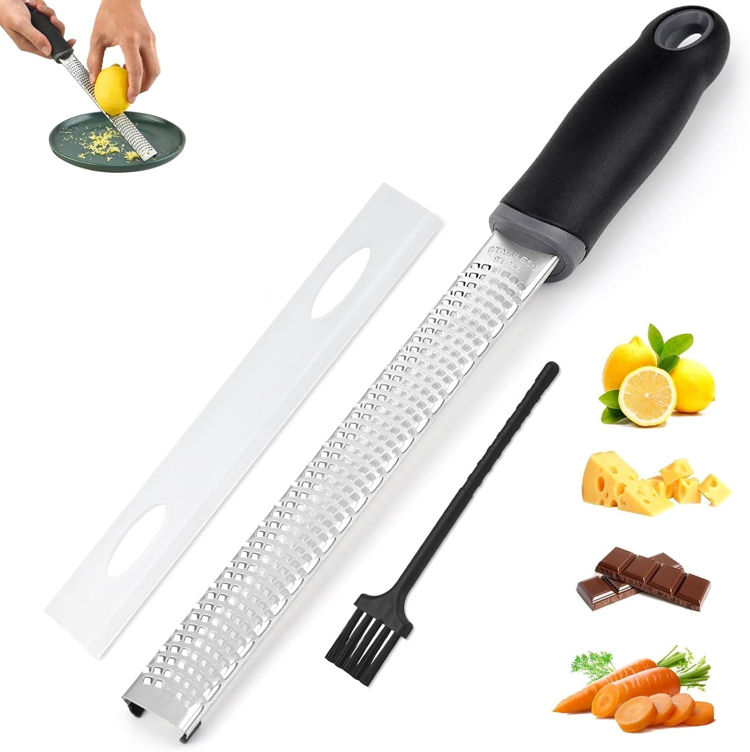 Käsereibe Mit Griff, Parmesanreibe Und Zitronenschäler, Lebensmittelechter Edelstahl Für Zitrone, Kokosnuss, Muskatnuss, Schokolade