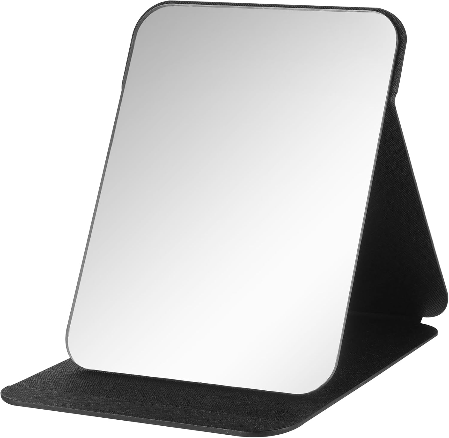 Tragbarer Kosmetikspiegel 21,5 X 15,5 Cm, Faltbar Für Reisen Großer, Faltbarer Spiegel Mit Pu-bezug Und Verstellbarem Ständer, Ideal Zum Schminken, Für Zuhause, Hotel Und Unterwegs