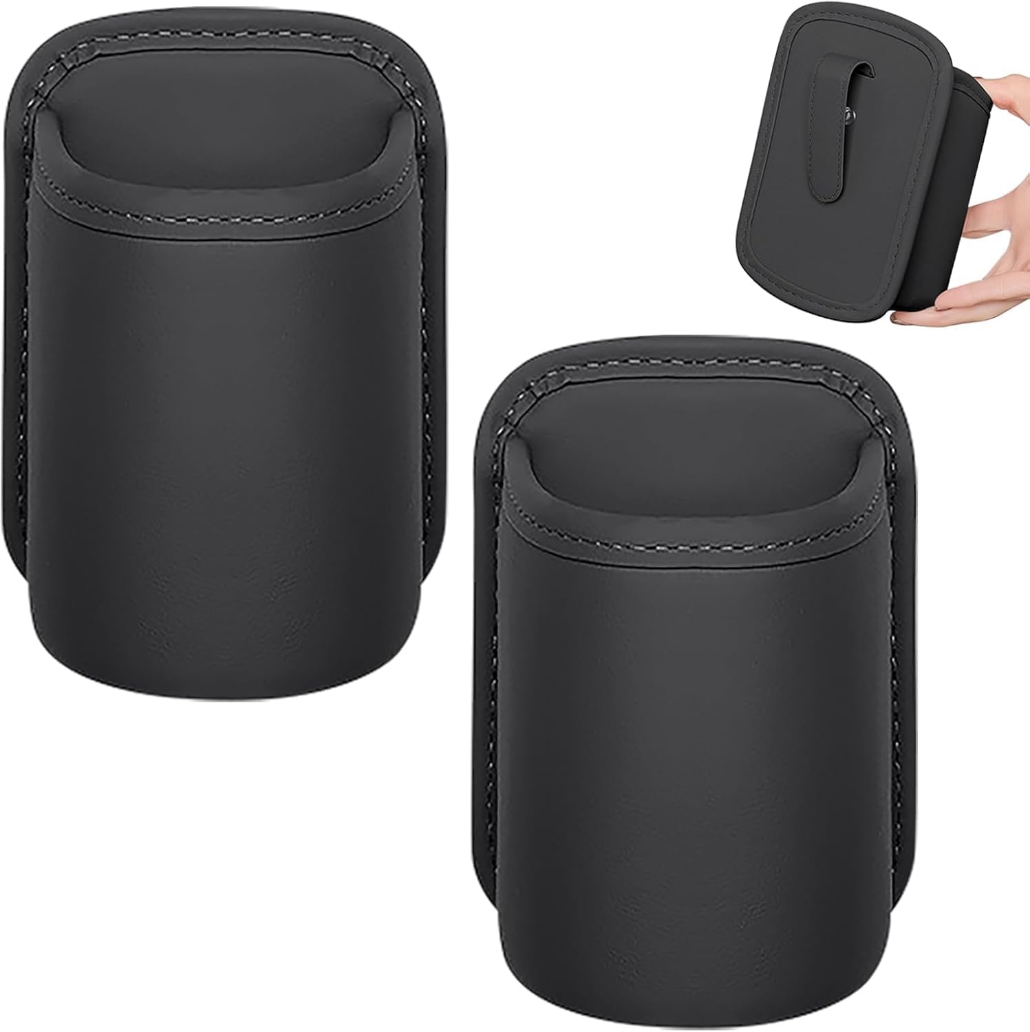 2-teiliger Großer Auto-getränkehalter Aus Leder, Auto-getränkehalter, Schwarzer, Kratzfester Leder-clip-halter Für Flaschen, Getränke- Und Kaffeebecherhalter
